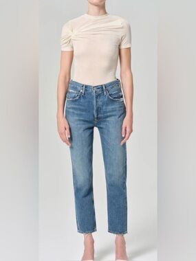 AGOLDE Riley High Rise Crop Denim Jeans Straight Leg. Size 24.